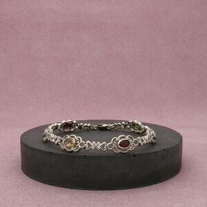 sterling silver garnet amethyst citrine topaz peridot link bracelet size 7in